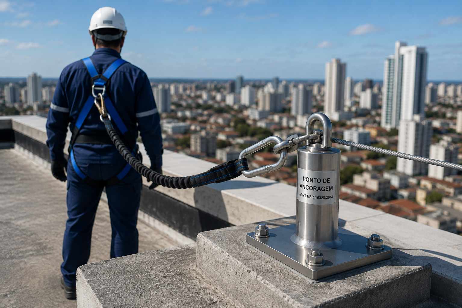 Sistema e ponto de ancoragem para trabalho em altura